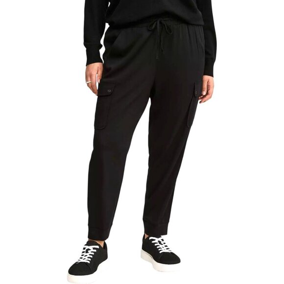 Torrid Black Relaxed Fit Jogger Stretch Challis Mid-Rise Cargo Pocket Pant Sz 2R - Picture 1 of 10